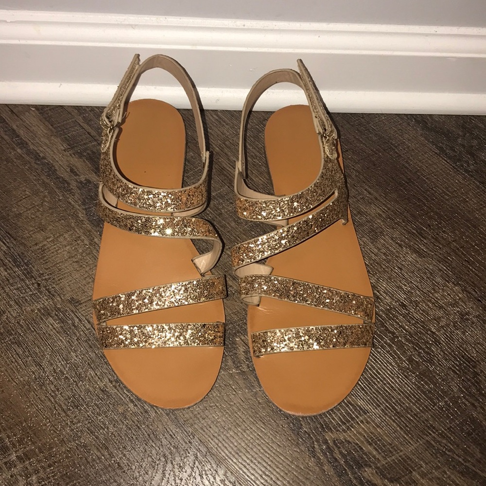 Cute gold glitter sandals